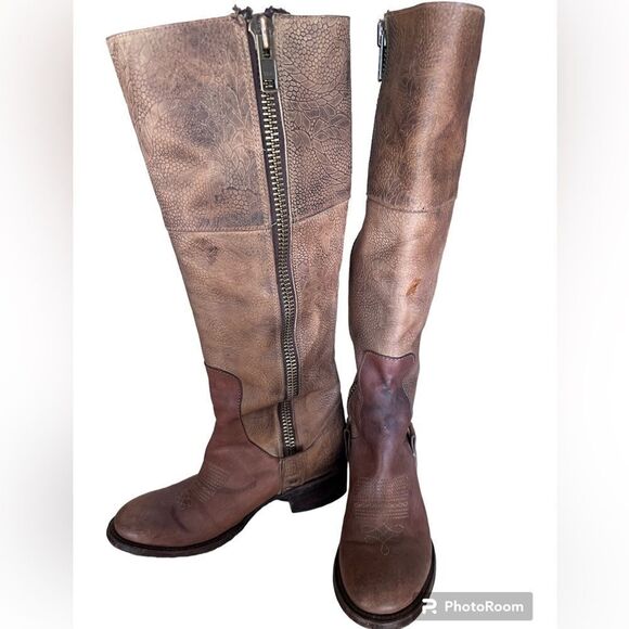Freebird by Steven Wrangler distressed embossed leather tall boots- size 6 - Picture 1 of 14